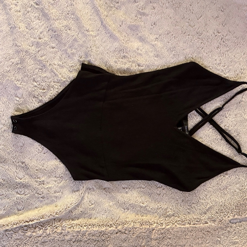 Forever 21 Black Ribbed Sleeveless Bodysuit